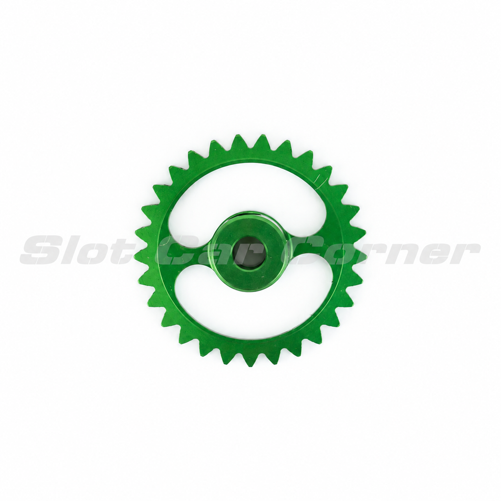 NSR 5929 green 29-tooth ERGAL Hypercar sidewinder gear, front view