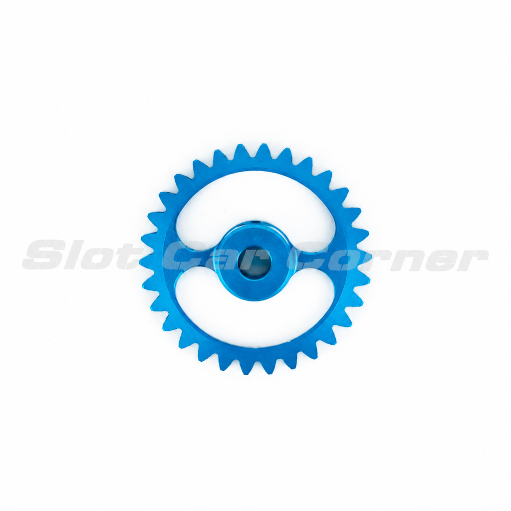 NSR 5930 blue 30-tooth ERGAL Hypercar sidewinder gear, front view