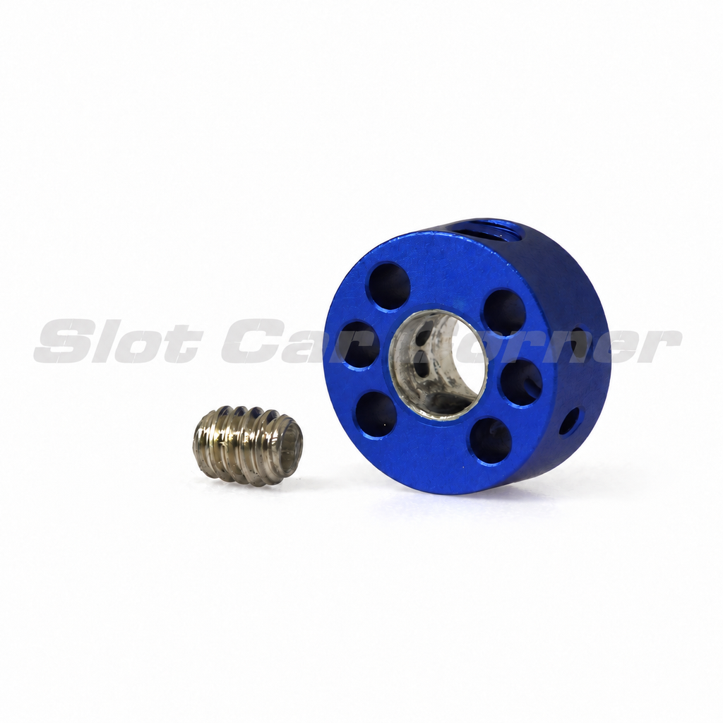 Scaleauto SC-1124 Lightweight Aluminum Axle Stopper, 3/32 in, Blue, one stopper with set screw