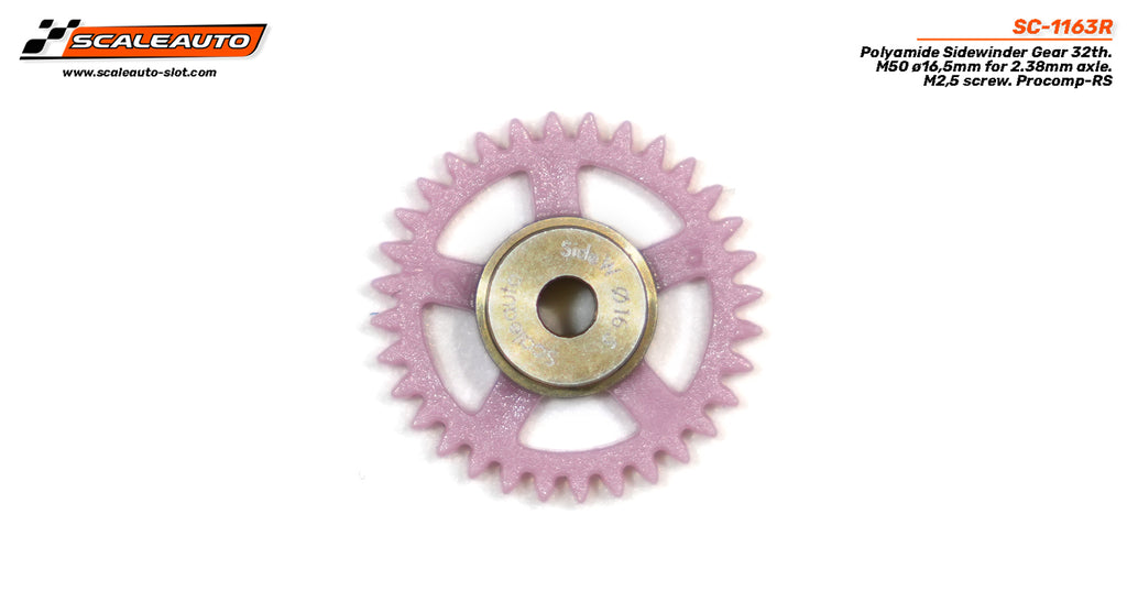 Scaleauto SC-1163R 16.5mm Polyamide Sidewinder Spur Gear, 32-Teeth