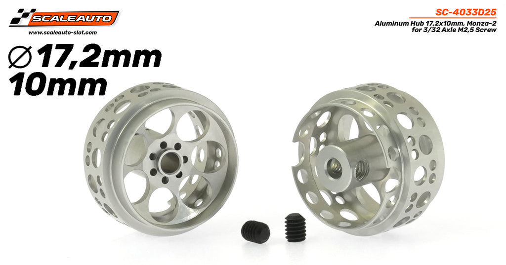 Scaleauto SC-4033D25 Aluminum 17.2 x 10mm Monza-2 Lightweight Wheels