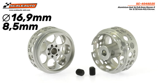 Scaleauto SC-4048D25 Aluminum 16.9 x 8.5mm Monza-2 Wheel