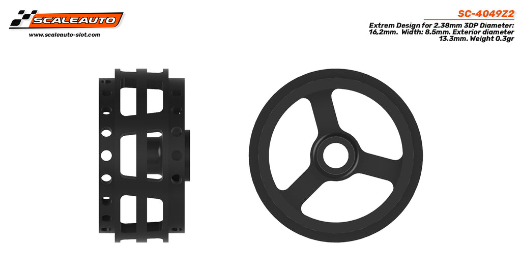Scaleauto SC-4049Z2 3DP 16.2 x 8.5mm Extreme Wheel