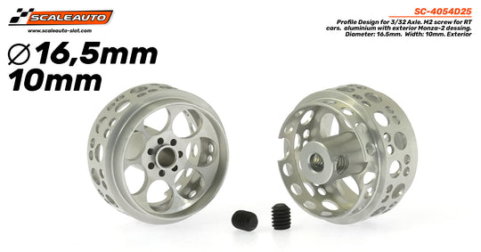 Scaleauto SC-4054D25 Aluminum 16.5 x 10mm Monza-2 Wheel