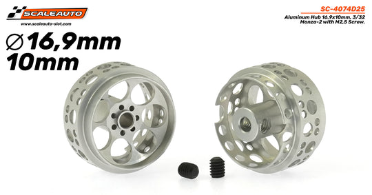 Scaleauto SC-4074D25 Aluminum 16.9 x 10mm Monza-2 Wheels