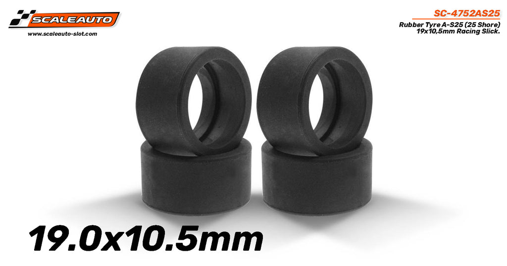 Scaleauto SC-4752AS25 19x10.5mm Rubber Tires, AS-25 Compound (25 Shore)