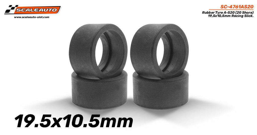Scaleauto SC-4761AS20 19.5x10.5mm Rubber Tires, AS-20 Compound (20 Shore)