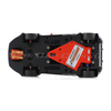 Scaleauto SC-6075R Spyker C8 Laviolette GT2R No. 85, red, black and silver livery, underside chassis view