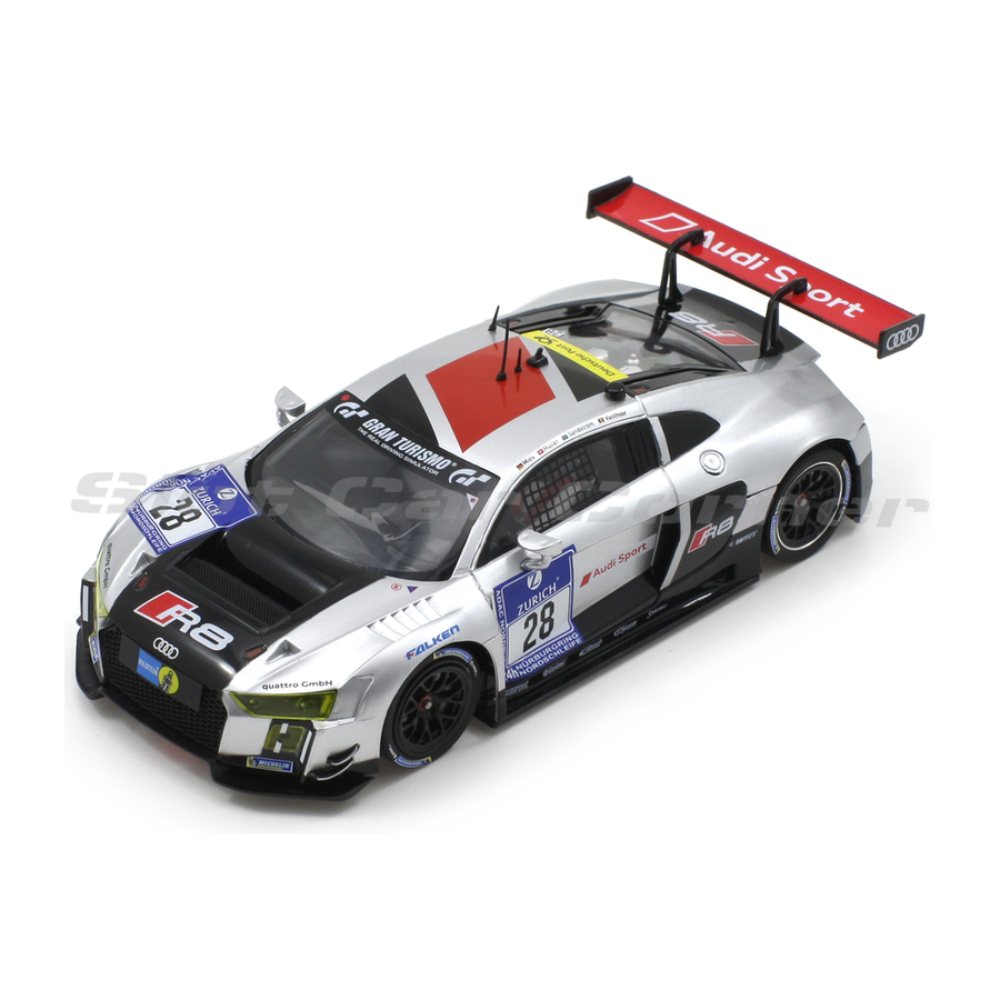 Scaleauto SC-6163R Audi R8 LMS GT3 No. 28, white, black and red livery, front left three-quarter view