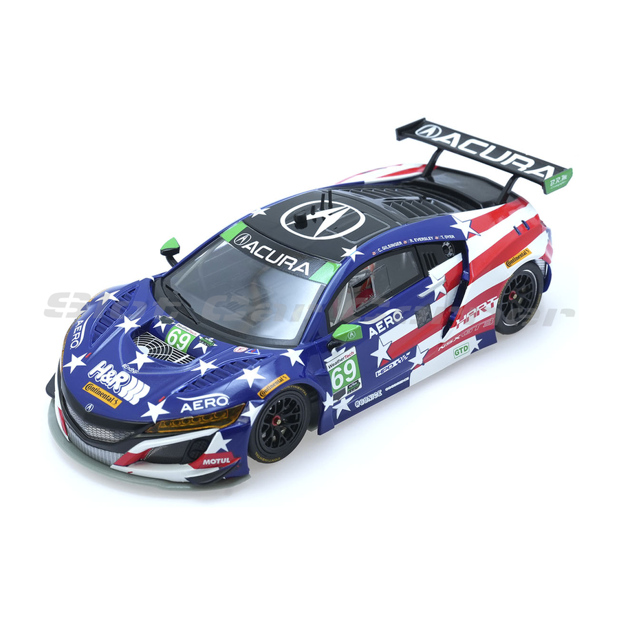 Scaleauto SC-6359R NSX GT3 No. 69, blue, white and red stars-and-stripes livery, front three-quarter view