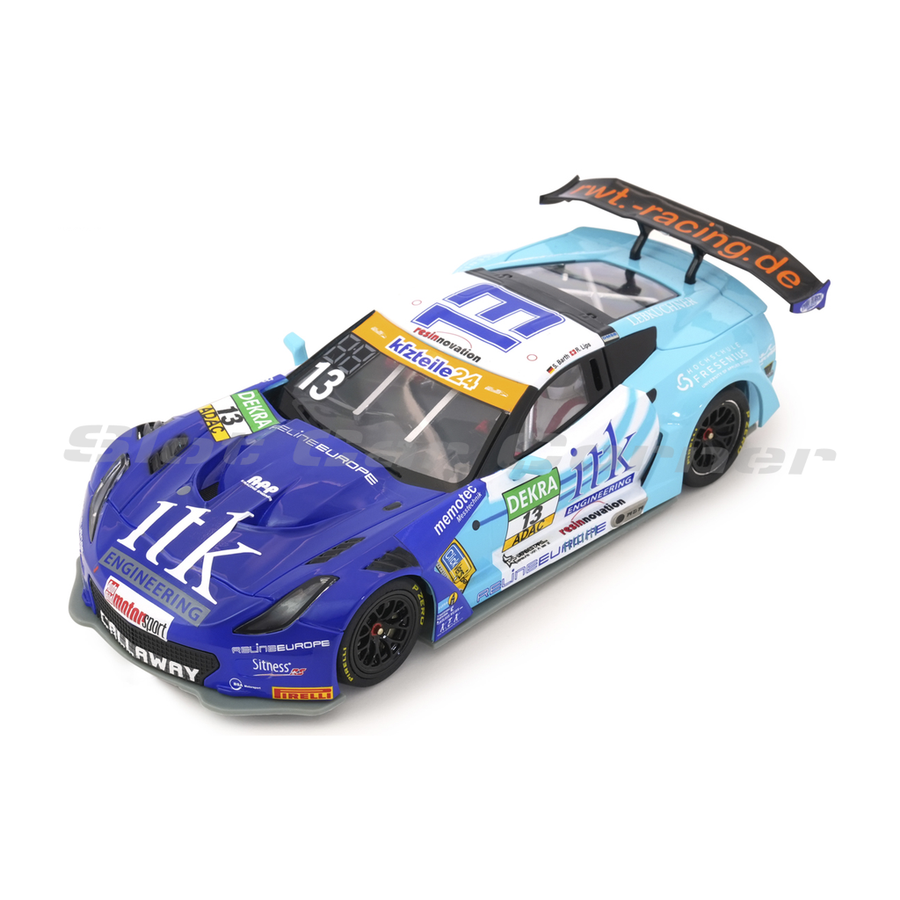 Scaleauto SC-6437R Callaway GT3 No. 13, ITK blue and turquoise livery, front three-quarter view