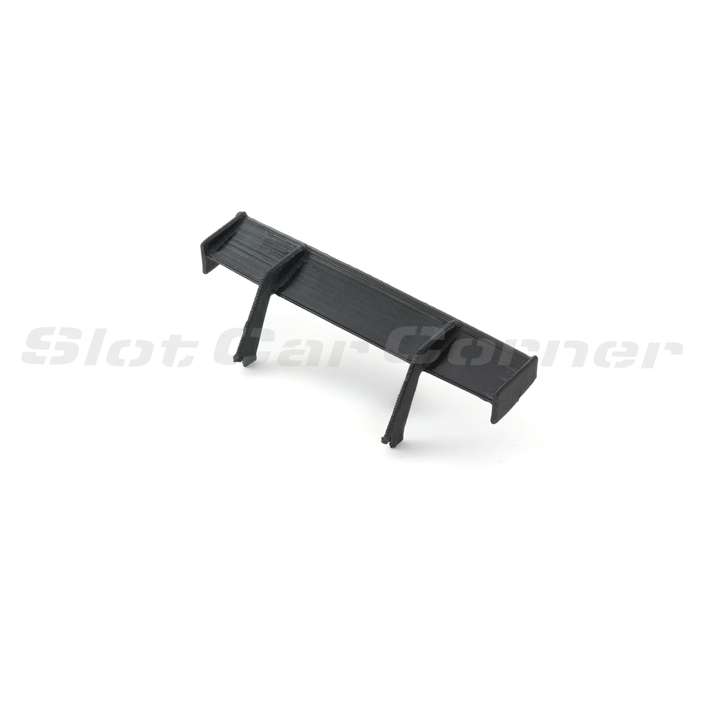 Scaleauto SC-3630A19 flexible rubber rear wing for Porsche 911 GT3R (Model 992), angled view