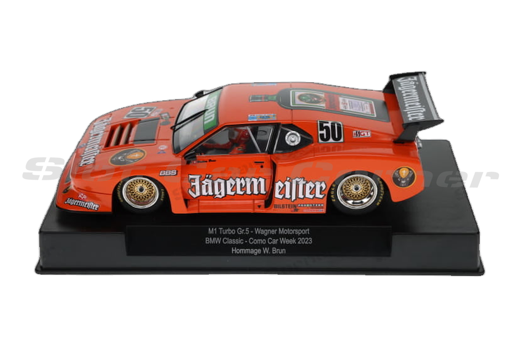 Sideways SW83 BMW M1 Gr. 5 Jagermeister No. 50. Como Car Week '23, side view on white background