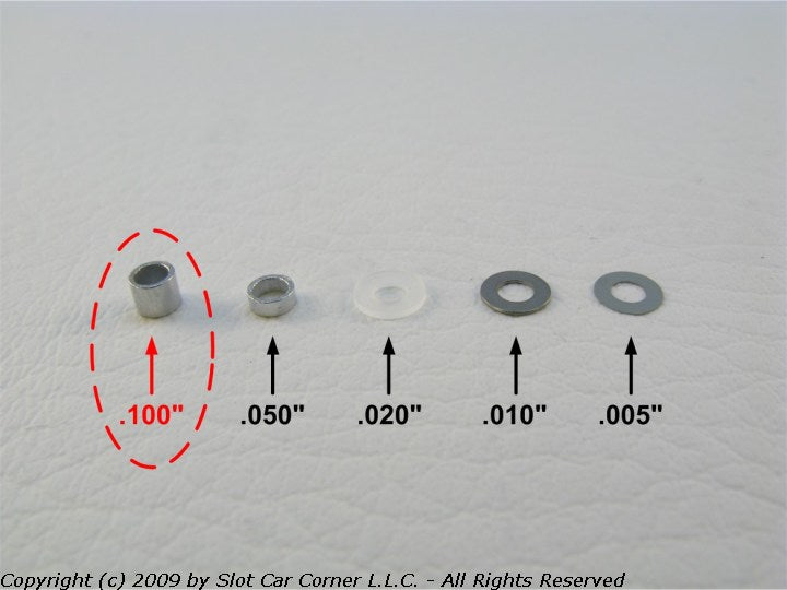 Axle Spacers for 3/32" Axles, .100" Wide, Aluminum