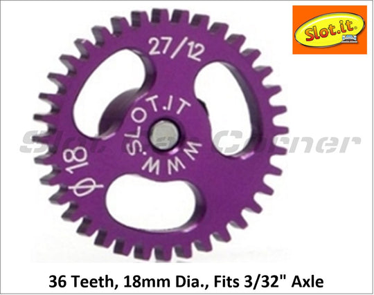 Slot.It GS1836 18mm Ergal Sidewinder Gear, 36T