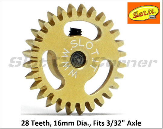 Slot.It GA1628E 16mm Ergal Anglewinder Gear, 28T