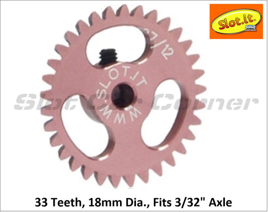 Slot.It GA1833e 18mm Ergal Anglewinder Gear, 33T
