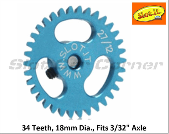 Slot.It GA1834e 18mm Ergal Anglewinder Gear, 34T
