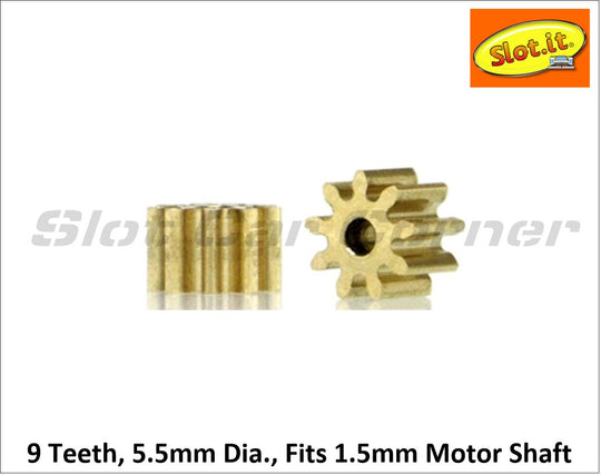 Slot.It PI559o15 Pinion Gear, 9T, 5.5mm, Inline, Brass