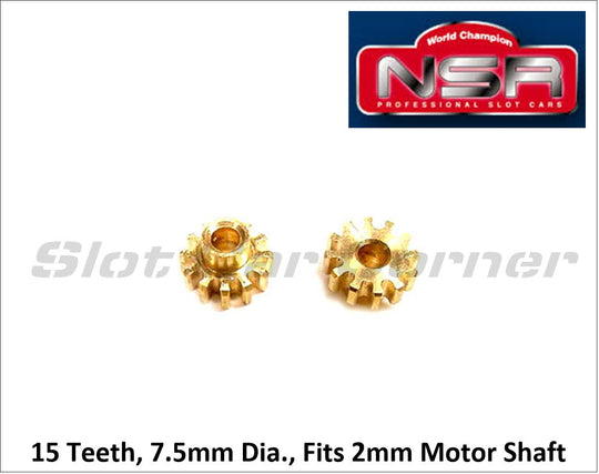 NSR 7115 15T Brass Pinion, 7.5mm, Extra-Light