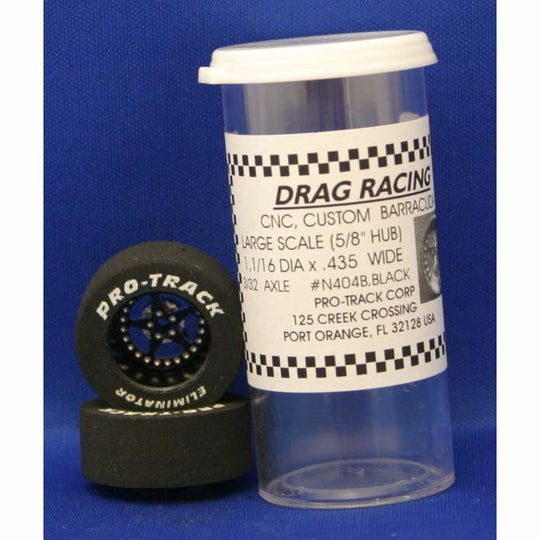 Pro-Track N404B,BLACK Pro-Track 3/32" Drag Racing Star Black Wheels