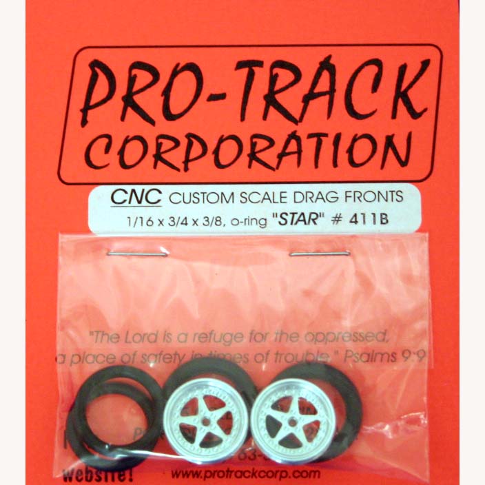 Pro-Track 411B Aluminum Front Wheels 1/16 x 3/4'' Star, Silver