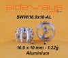 SWW/16.9X10AL Sideways 16.9 x 10mm Aluminum Wheels