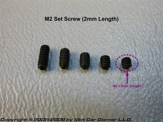 SCC M2 x 2mm Set Screws, Cup Point, Black