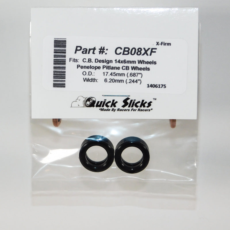 Quick Slicks CB08XF X-Firm silicone slot car tires for 14mm x 6mm CB Design wheels