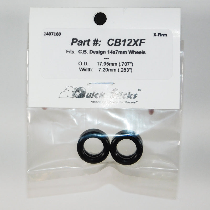 Quick Slicks CB12XF X-Firm silicone slot car tires for 14mm x 7mm CB Design wheels