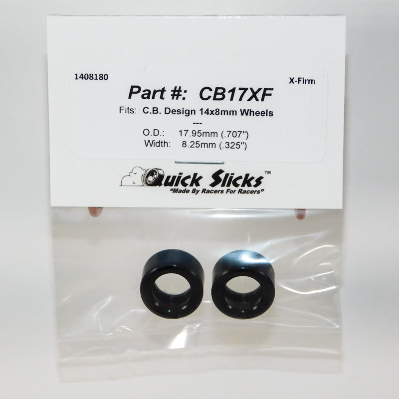 Quick Slicks CB17XF X-Firm silicone slot car tires for 14mm x 8mm CB Design wheels