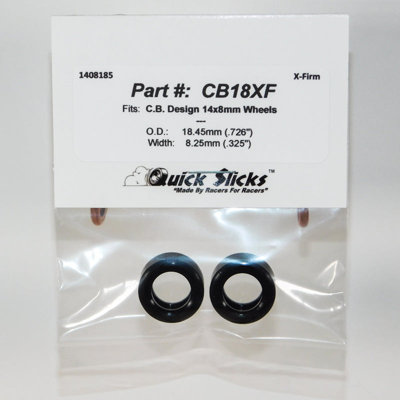 Quick Slicks CB18XF X-Firm silicone slot car tires for 14mm x 8mm CB Design wheels