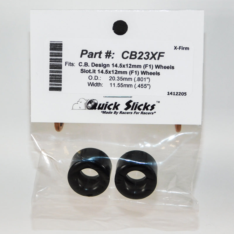 Quick Slicks CB23XF X-Firm silicone slot car tires for 14.5mm x 12mm F1-style wheels