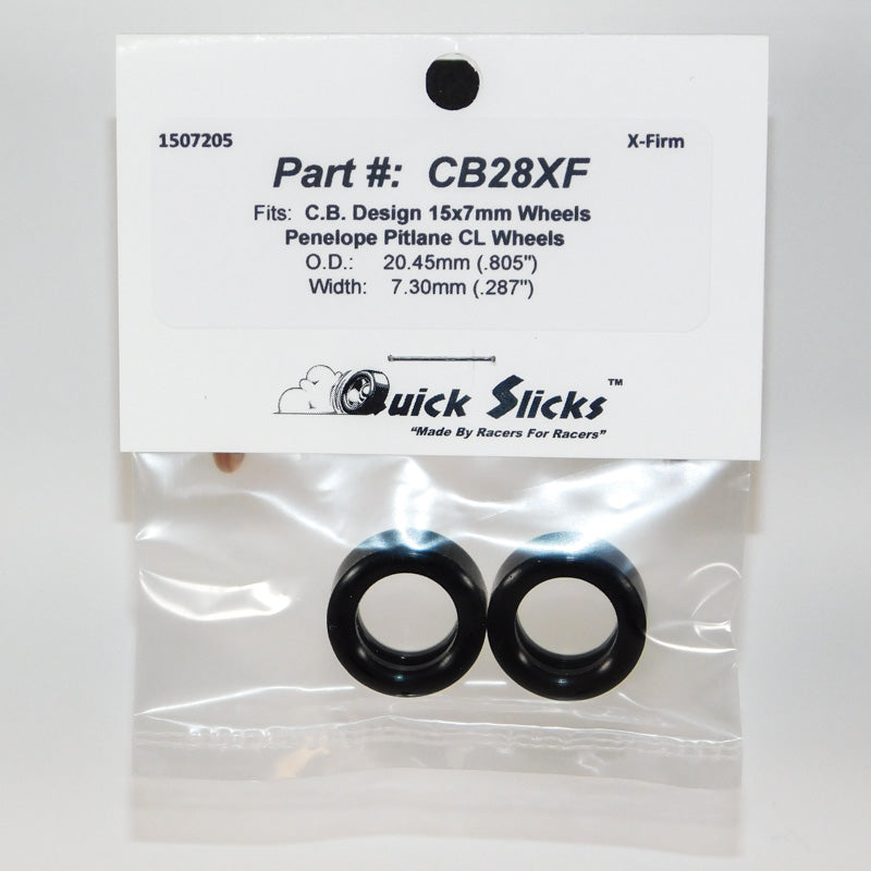 Quick Slicks CB28XF X-Firm silicone slot car tires for 15mm x 7mm CB Design wheels
