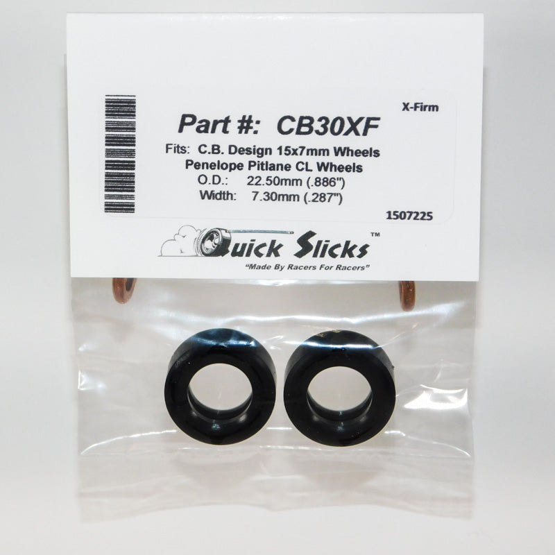 Quick Slicks CB30XF X-Firm silicone slot car tires for 15mm x 7mm CB Design wheels