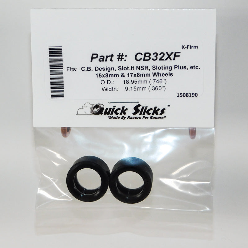 Quick Slicks CB32XF X-Firm silicone slot car tires for 15.8mm Euro-Sport wheels