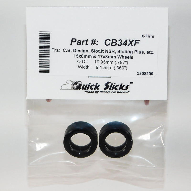 Quick Slicks CB34XF X-Firm silicone slot car tires for 15.8mm Euro-Sport wheels