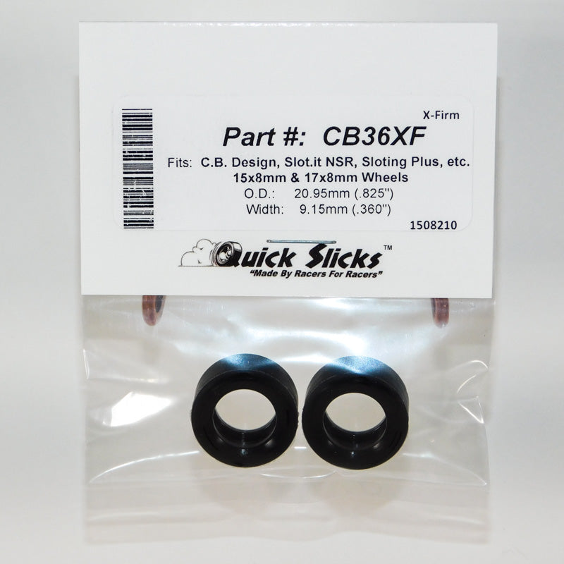 Quick Slicks CB36XF X-Firm silicone slot car tires for 15.8mm Euro-Sport wheels