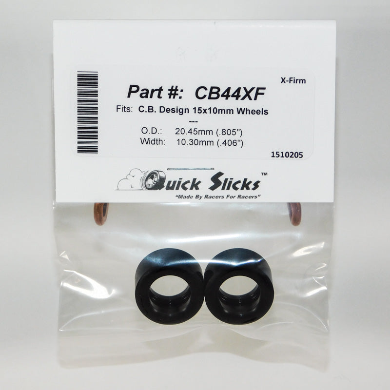 Quick Slicks CB44XF X-Firm silicone slot car tires for 15.8mm x 10.0mm wheels