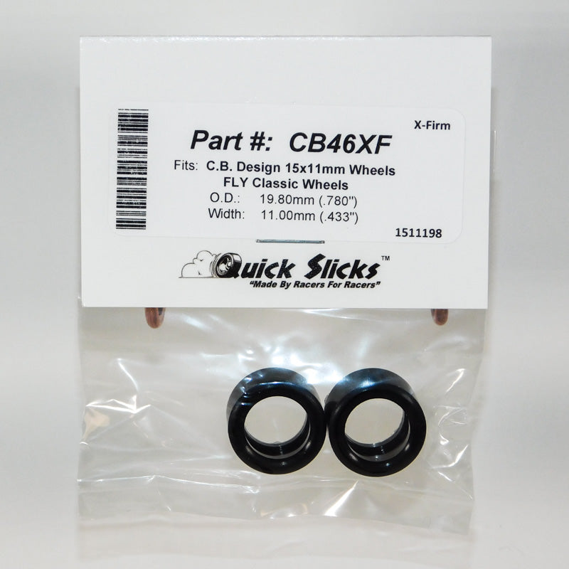Quick Slicks CB46XF X-Firm silicone slot car tires for 15.8mm x 11.0mm wheels