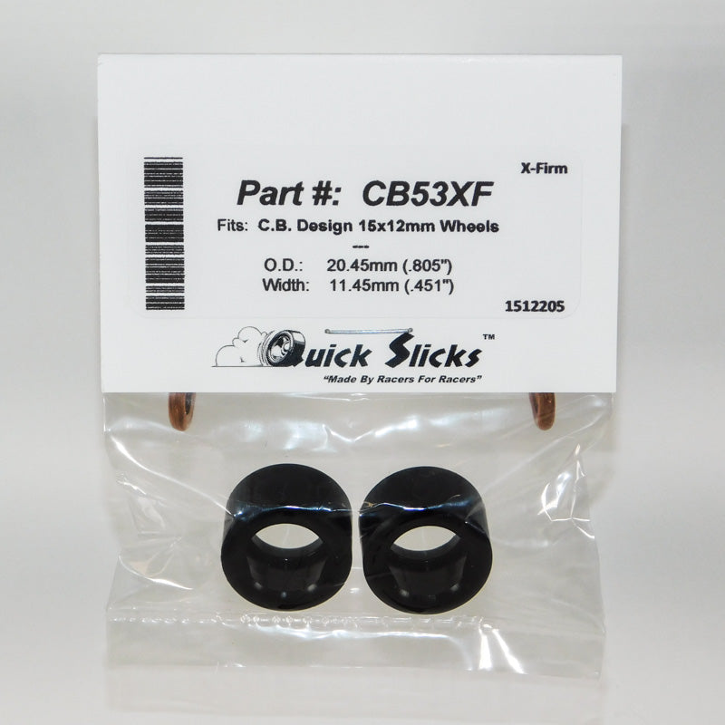 Quick Slicks CB53XF X-Firm silicone slot car tires for 15mm x 12mm CB Design wheels