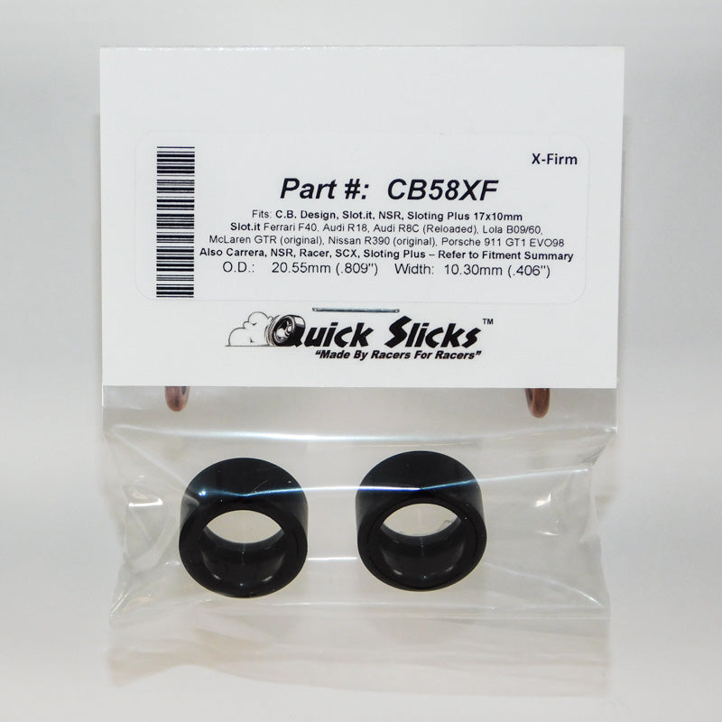 Quick Slicks CB58XF X-Firm silicone slot car tires for 17x10mm wheels