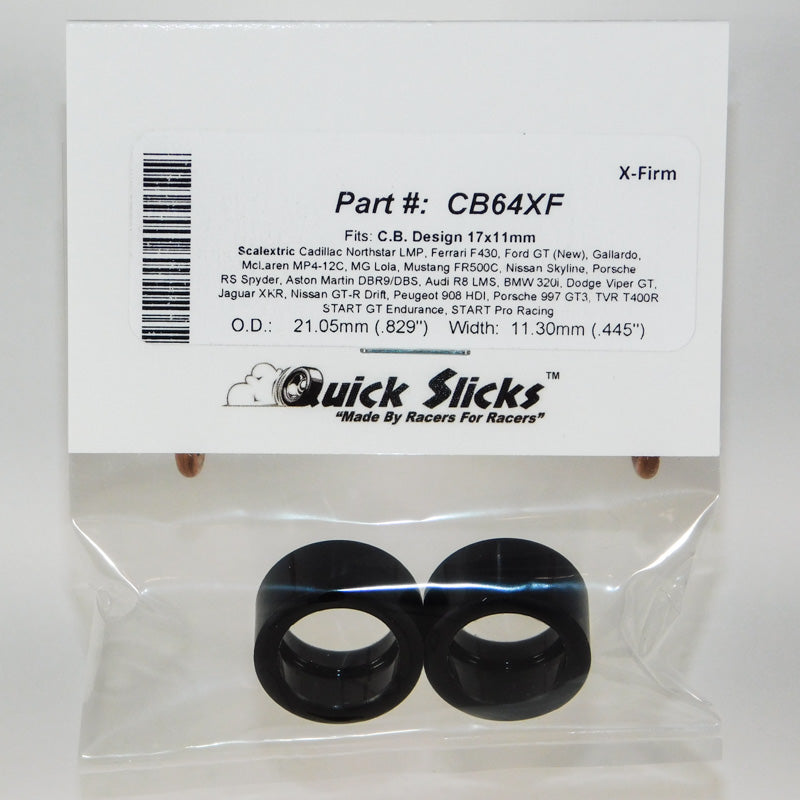 Quick Slicks CB64XF X-Firm silicone slot car tires for 17mm x 11mm CB Design wheels