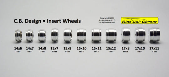 CBD3817 CB Design Insert Wheels 17.3 x 8.2mm, Aluminum, 3mm Axles