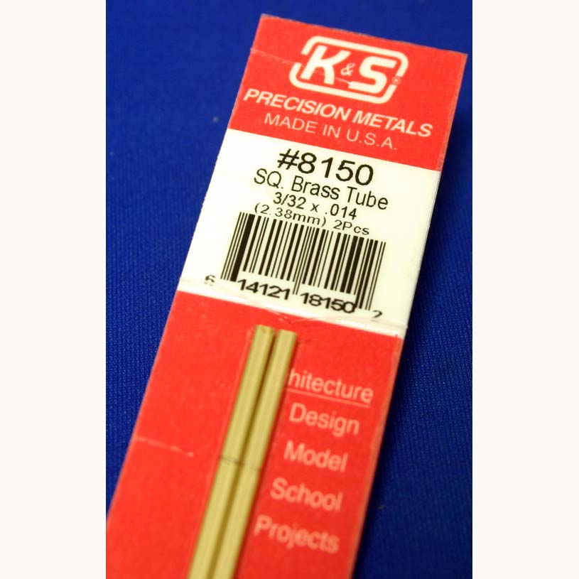 KS8150 K&S Metals Square Brass Tube, 3/32" x 12"