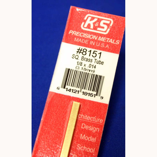 KS8151 K&S Metals Square Brass Tube, 1/8" x 12"