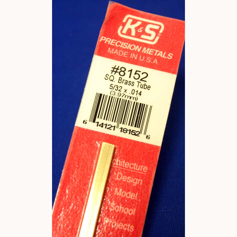 KS8152 K&S Metals Square Brass Tube, 5/32" x 12"