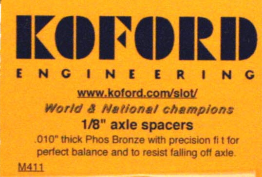 M411 Koford 1/8" Axle Spacers, .010" Thick