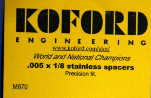 M670 Koford 1/8" Axle Spacers, .005" Thick