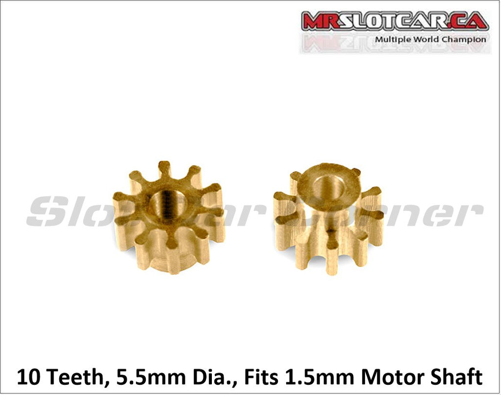 MR4110R MRSLOTCAR 10T Brass Pinion Gear, 5.5mm